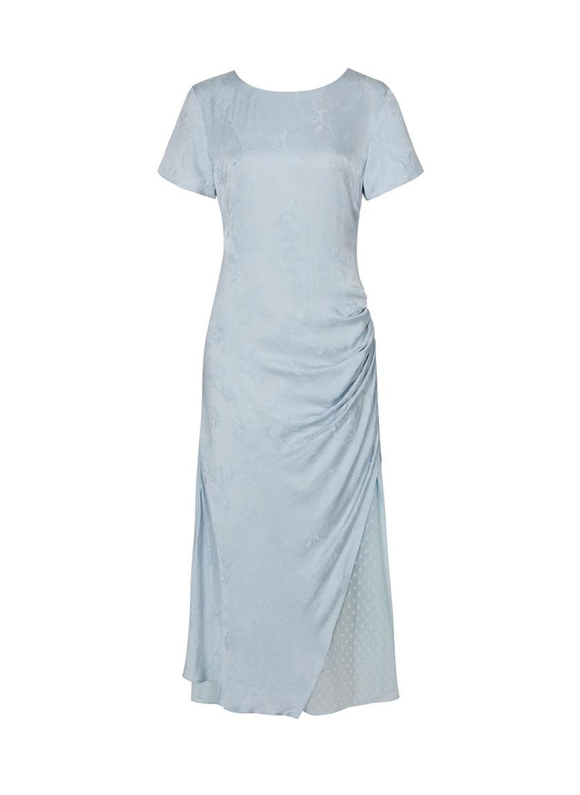 Drape Half Sleeve Dress (Sky)