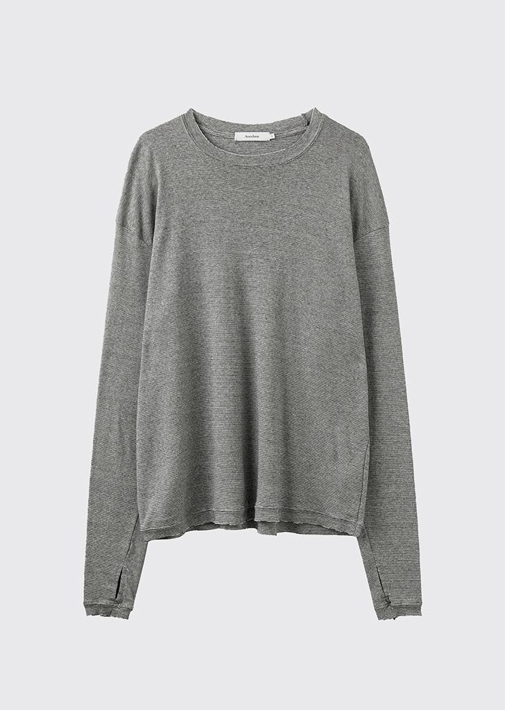 Stripe Fingerhole Longsleeve_Oat Black