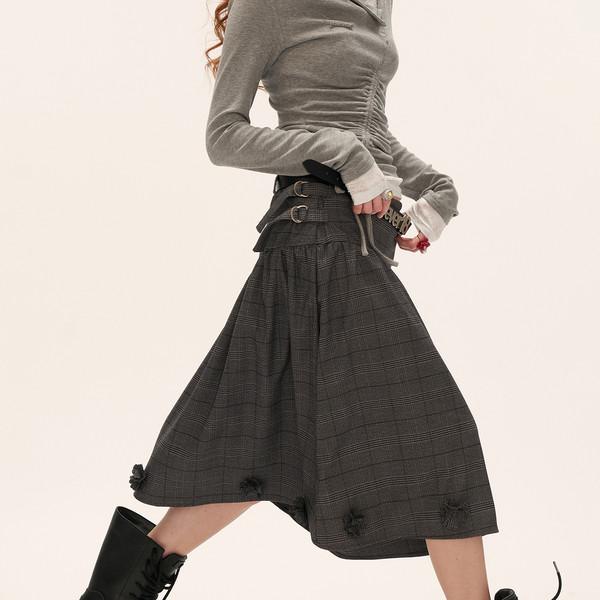 Floral Glen Check Midi Skirt