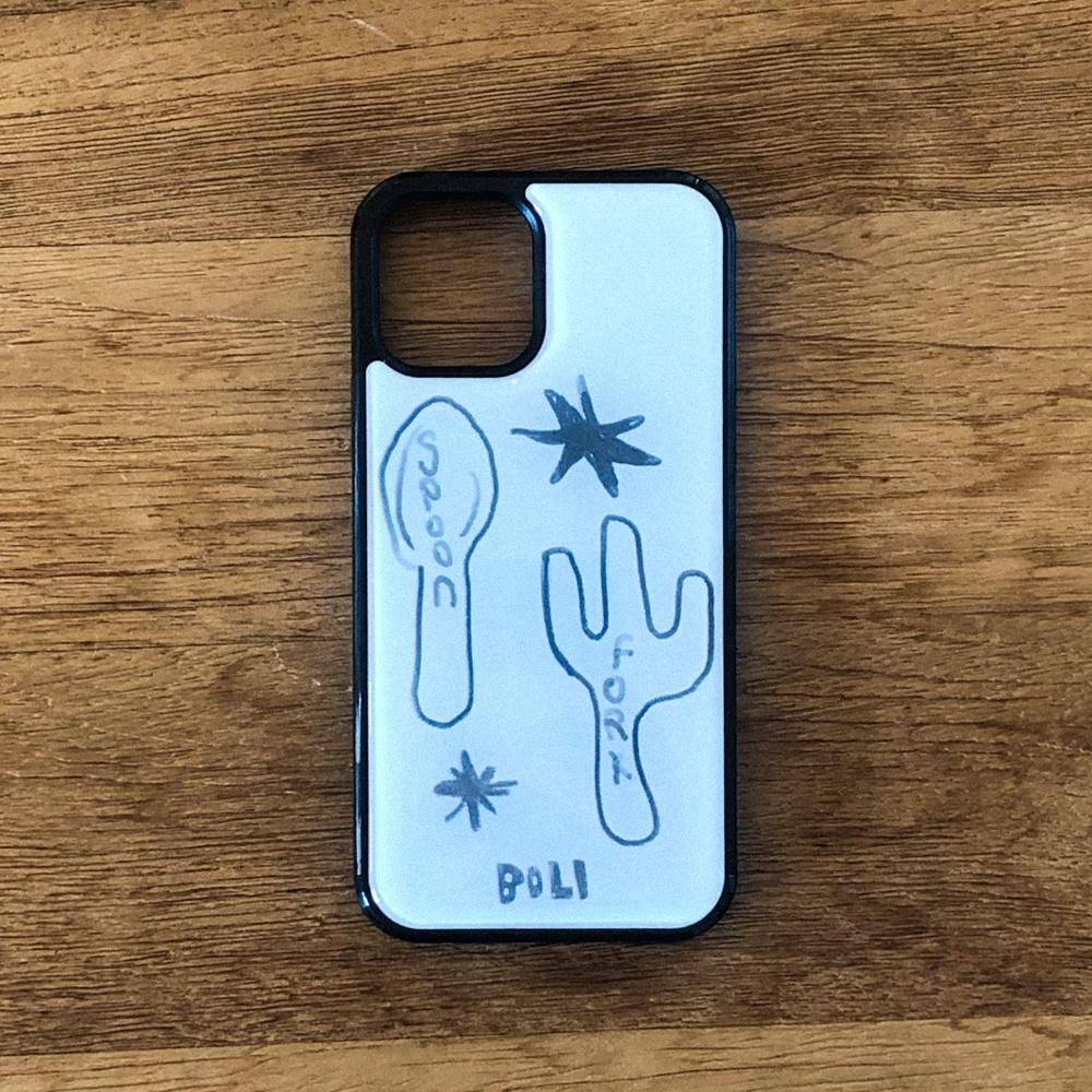 spoon N fork 002_white epoxy phone case