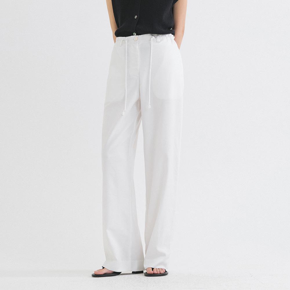 SIPT7160 린넨 블렌드 스트링 팬츠_White