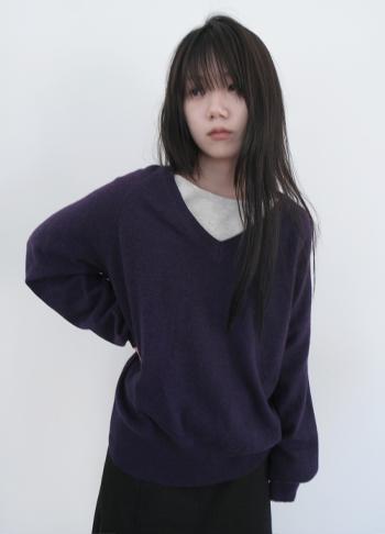 raglan V wool knit (5c)