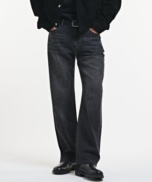 [스트레이트] 데님 팬츠 (워시드 블랙)
