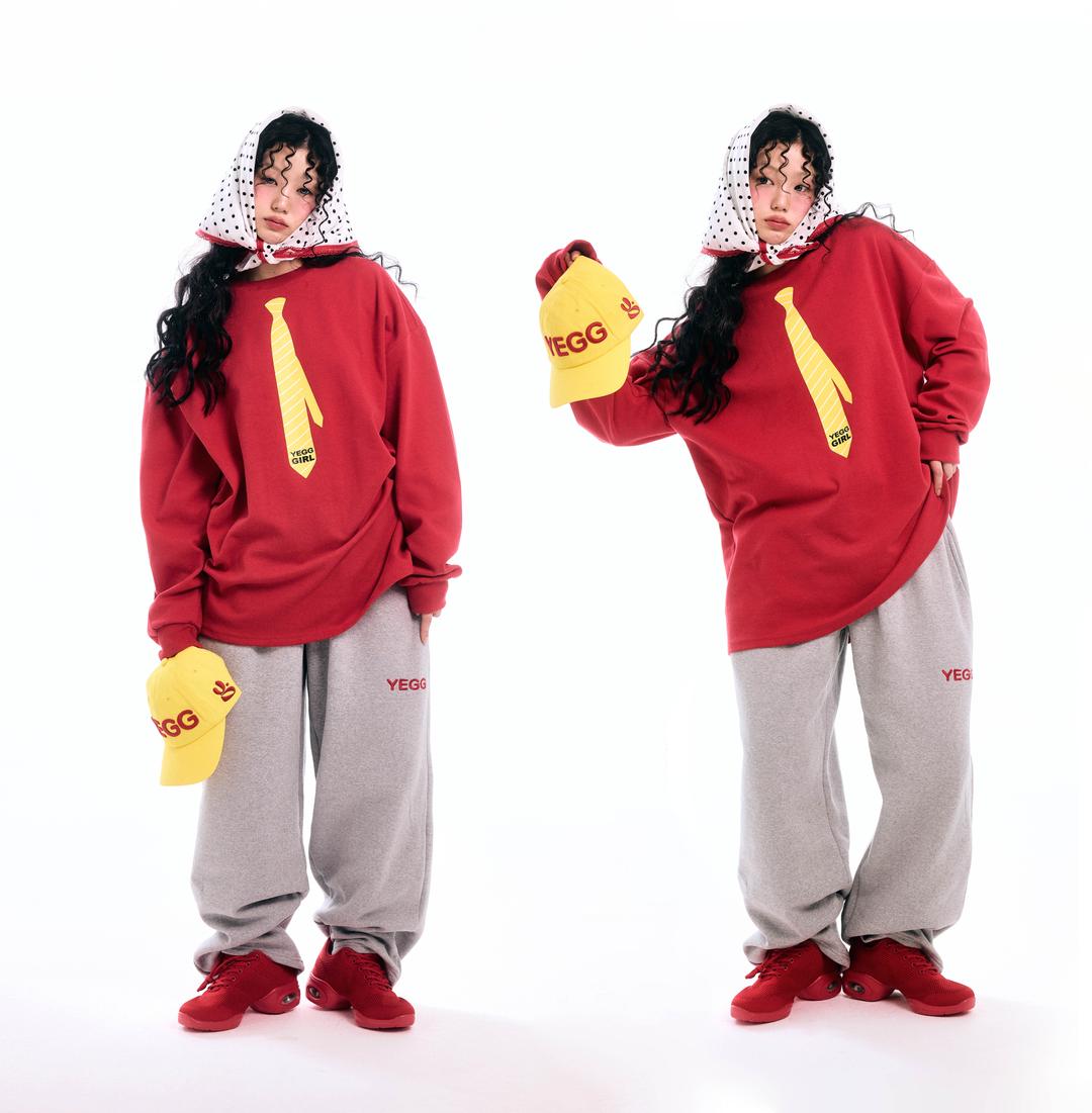 Tie long sleeve tee (red)