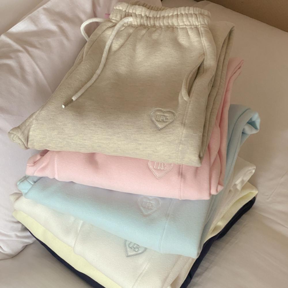 [자체제작] 하트 여성 겨울 와이드 기모 조거팬츠 (네이비제외당일 6c)