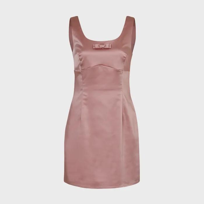 Prom Slim Satin Mini Dress (Pink)