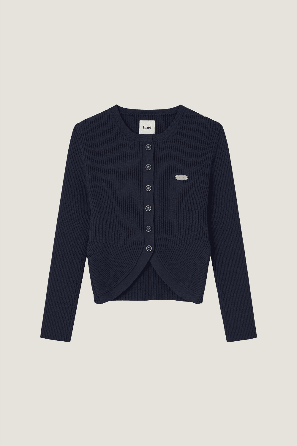arch knit button cardigan-navy