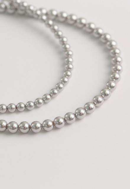 실버925 그레이 회색 비드 진주목걸이 (4mm,5mm)