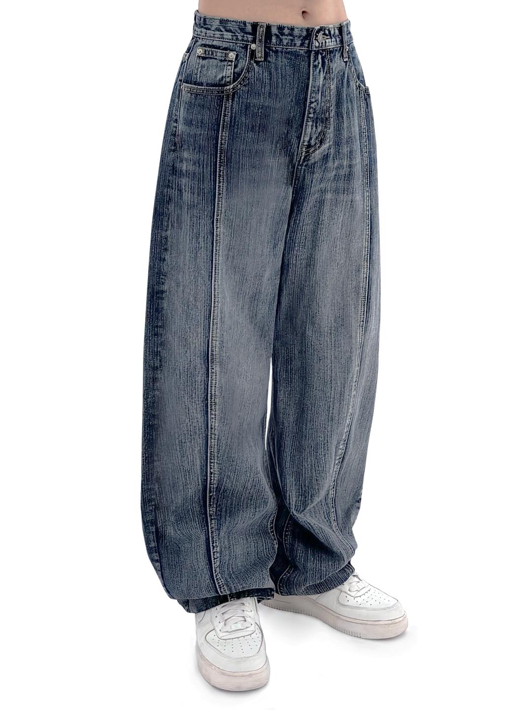 STITCHED WIDE VOLUME PANTS - WASHED BLUE