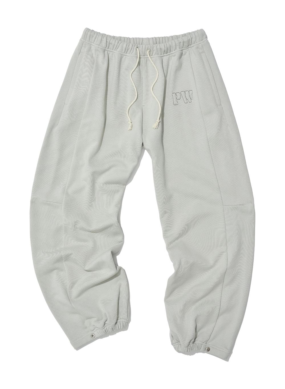 [WOMEN] 76 APPLIQUE ROUNDING SWEATPANTS_MINT GREY