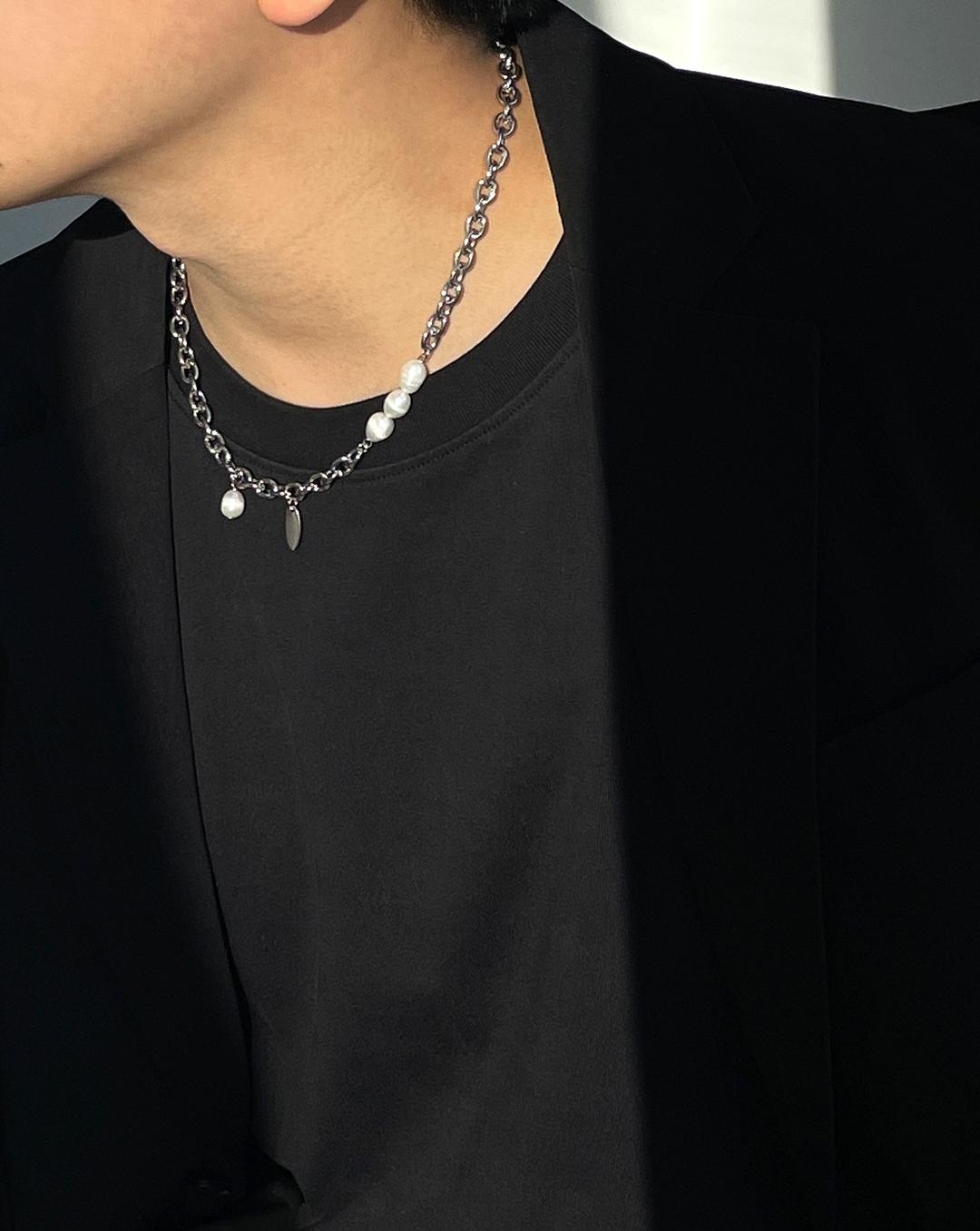 [N12] Pearl Charm Necklace - 3types