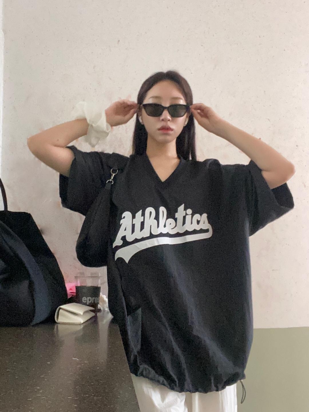 [당일출고] 아노락 나일론 바스락 반팔 맨투맨 티셔츠 블록코어 (3col)