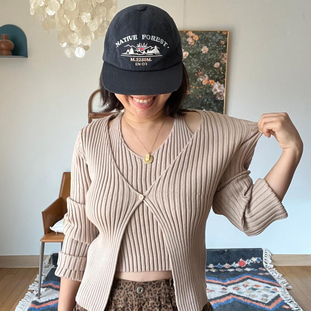 원버튼 나시 가디건