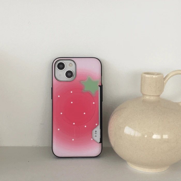 [맥세이프+카드수납+범퍼 케이스] blur fruits strawberry