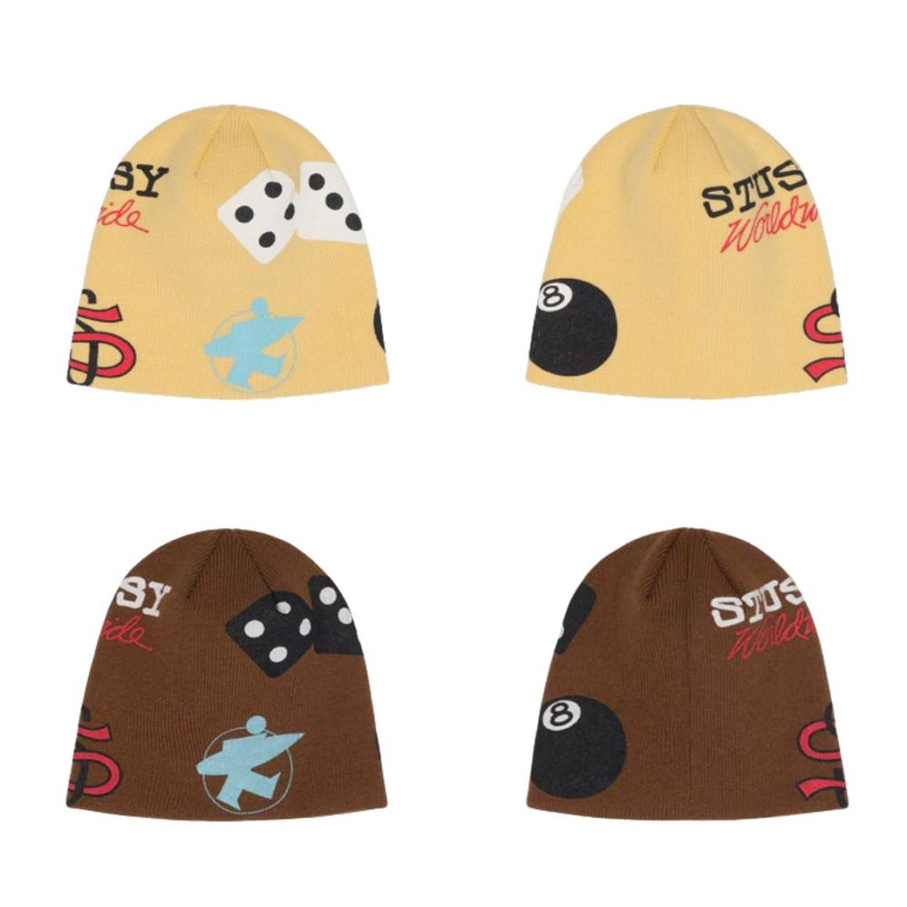 스투시 믹스드 로고 스컬캡 페일 옐로우 커피 1321197