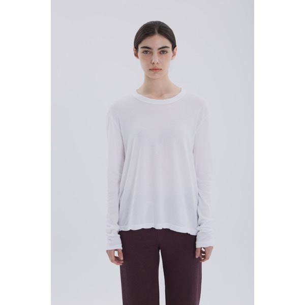 [제임스펄스] WUC3843 CREPE JERSEY OVERSIZED LONG SLEEVE CREW-WHITE