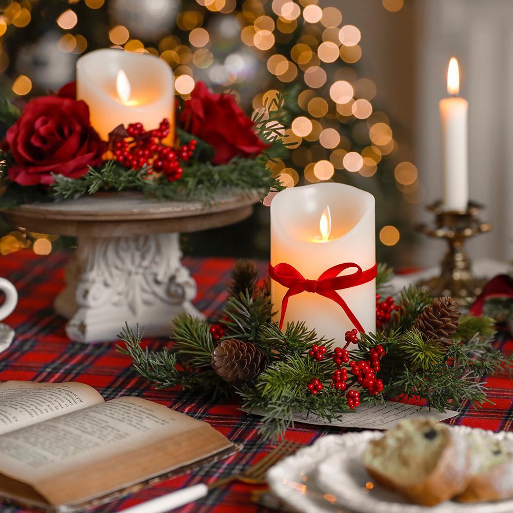 루미나 크리스마스 미니 리스 조화 캔들 센터피스 인테리어 장식