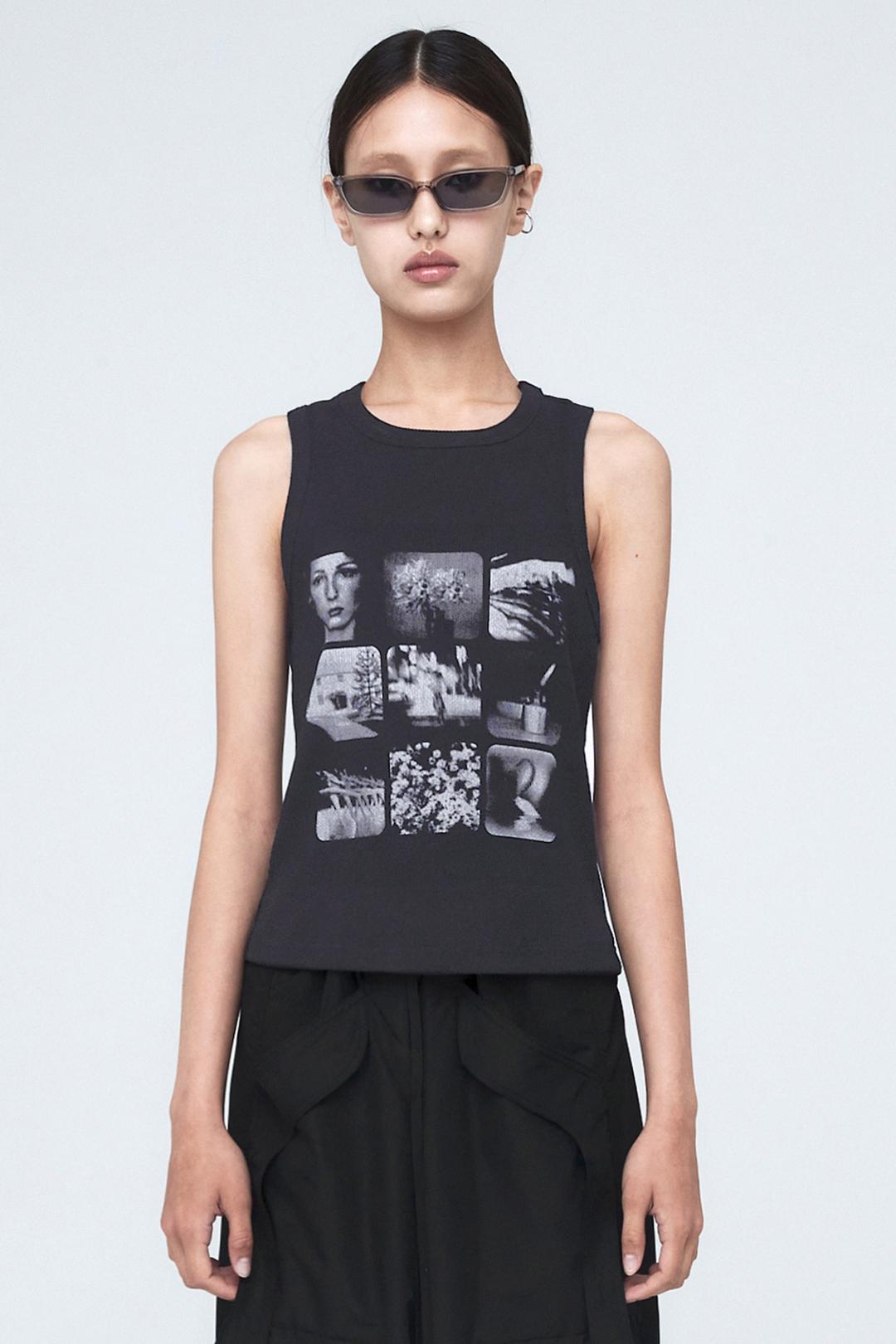 RIBBED BASIC SLEEVELESS CHACOAL