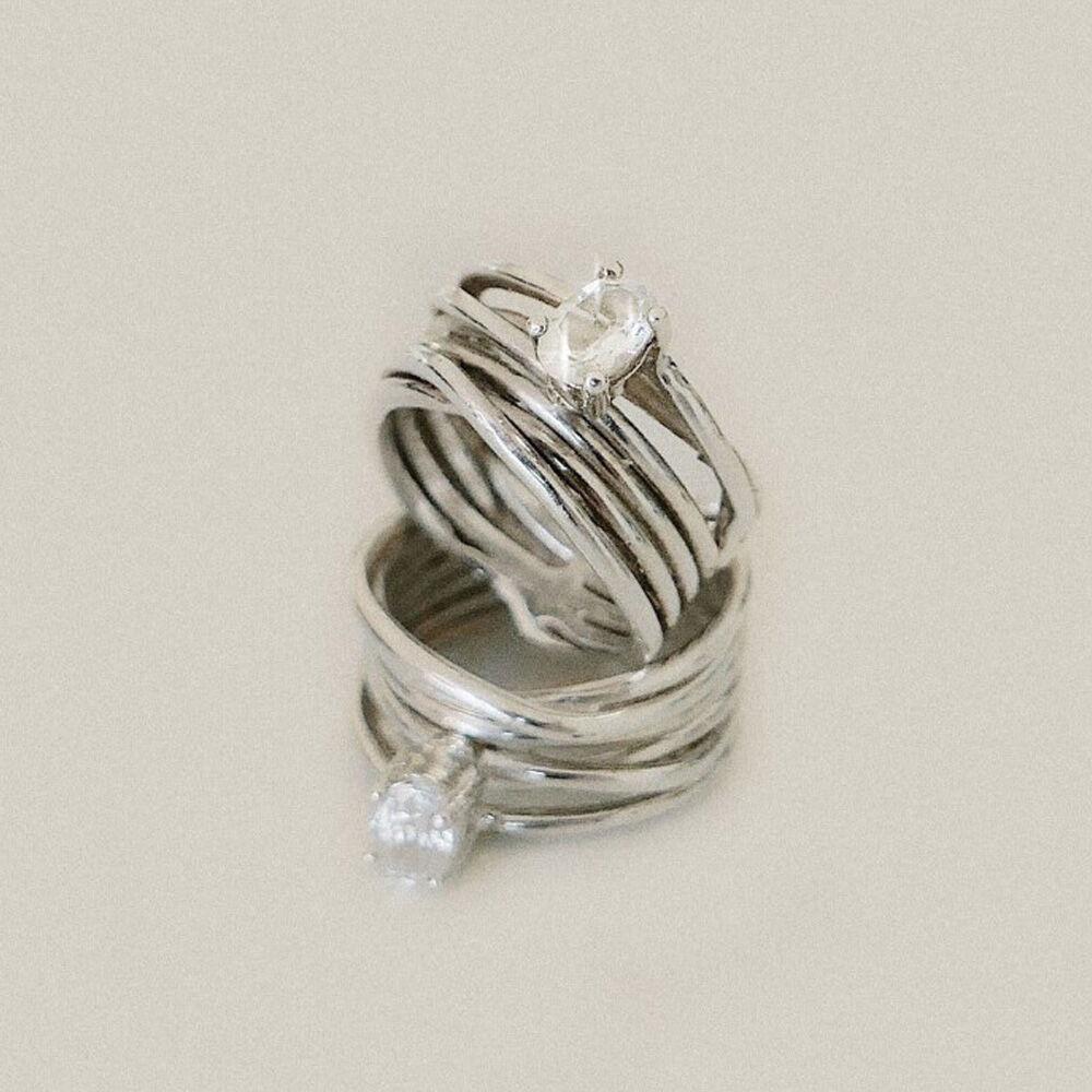 Sunset White Tangled Ring