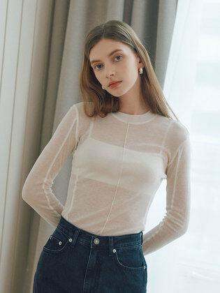 See-through Jersey top SW2SE524_3color