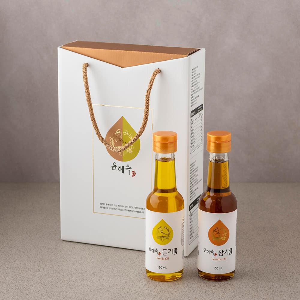[장유원] 장유원 참기름 들기름 150mL 세트 (예천 윤혜숙 참기름) 국산깨100%