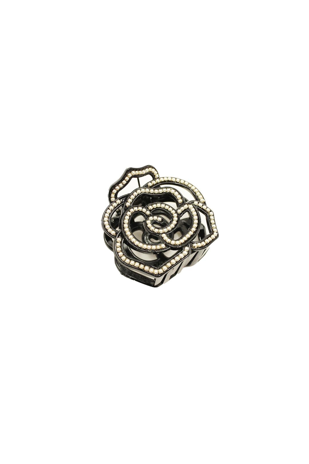 Large Vera Cut Out Flower Jaw Clip<br> Onyx