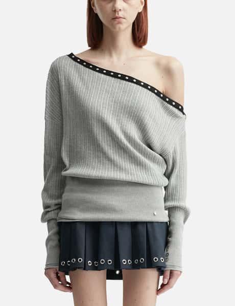 Asymmetric Eyelet Knit Top