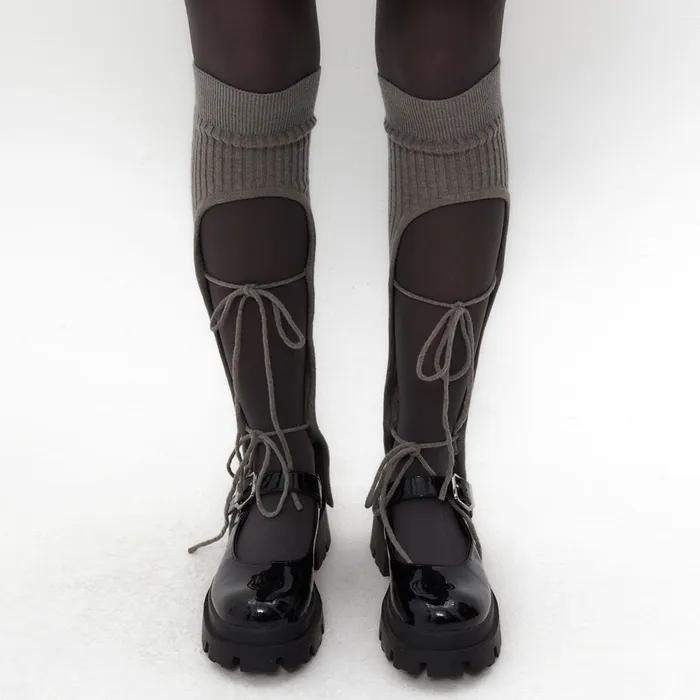 RIBBON LEG WARMER [CHARCOAL]