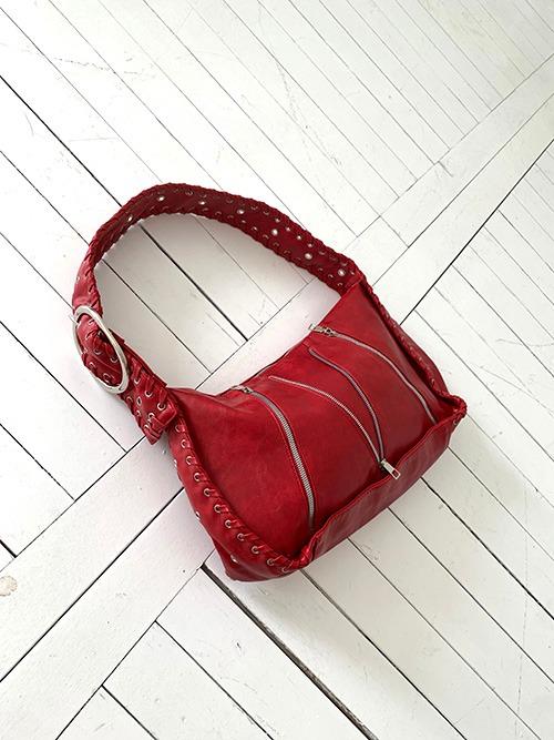 red buckle bag