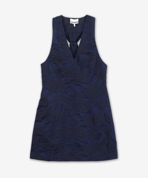 미니 보타니컬 자카드 타이 스트랩 원피스 - 피코트 / F9703268