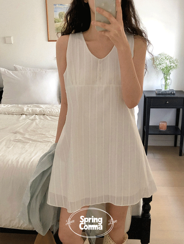 스프링콤마 [MADE][국내제작][당일] 켄달 버튼나시미니원피스 (숏기장,롱기장) (단독주문만 당일 출고 가능!)