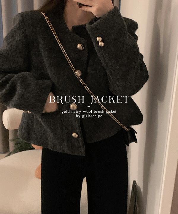 [하객룩/격식룩] 금장 헤어리 울 브러쉬 자켓 jk (울50%)