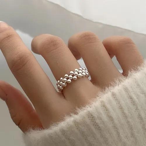 (silver92.5) 와이드 3볼 밴딩 반지