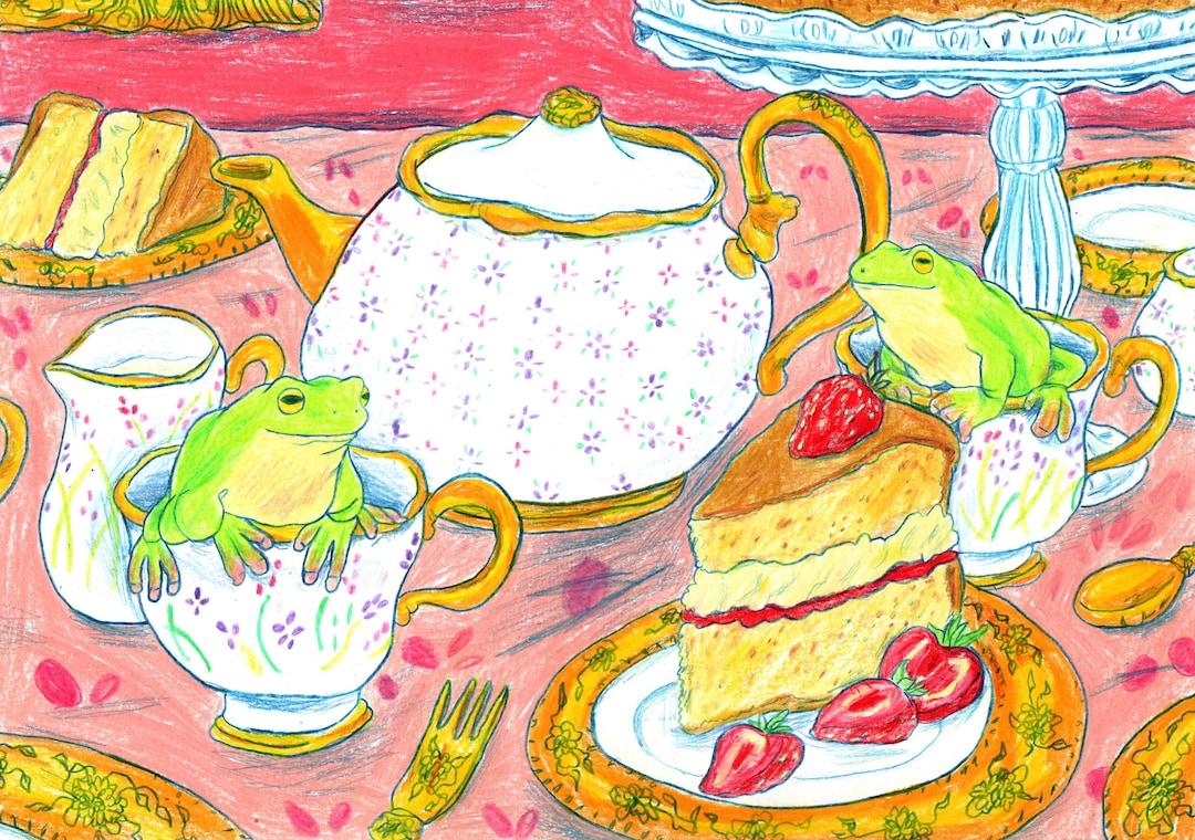 Froggy Tea Party - A4 Print