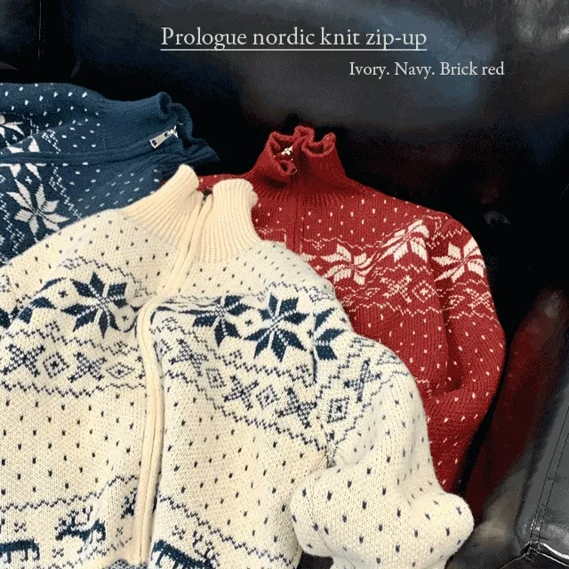 당일🚛 [연말룩 강추☃] 프롤로그 노르딕 니트집업