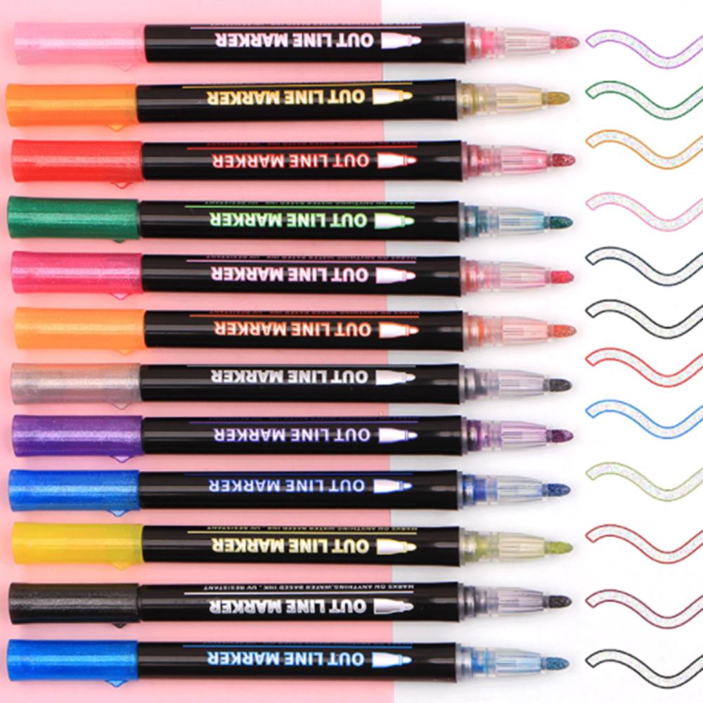 더블 라인 마커 펜 (12색)