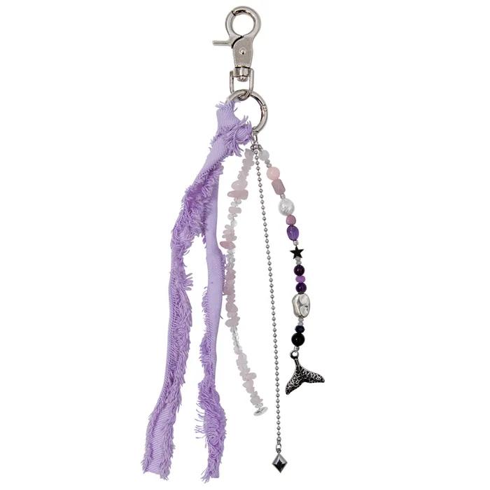 PURPLE BEADS MIX WHALE KEYRING [PURPLE]
