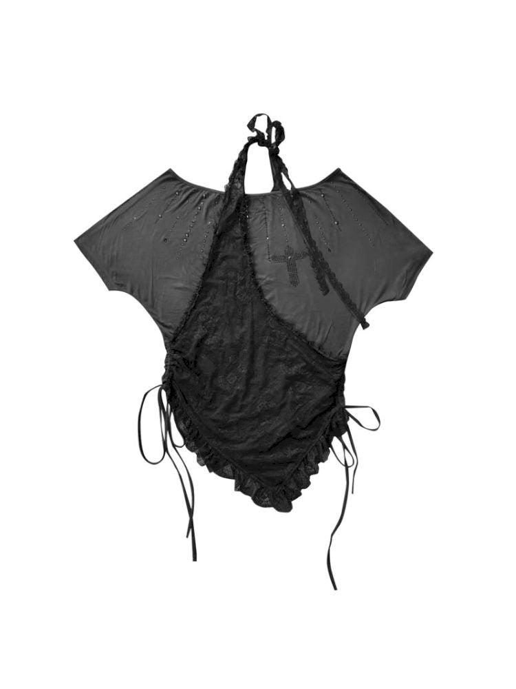 Lazy style rhinestone black T-shirt【s0000012844】