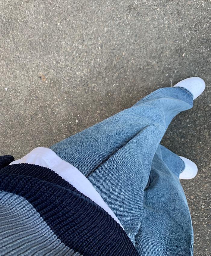 밀리 핀턱 오버 와이드데님팬츠