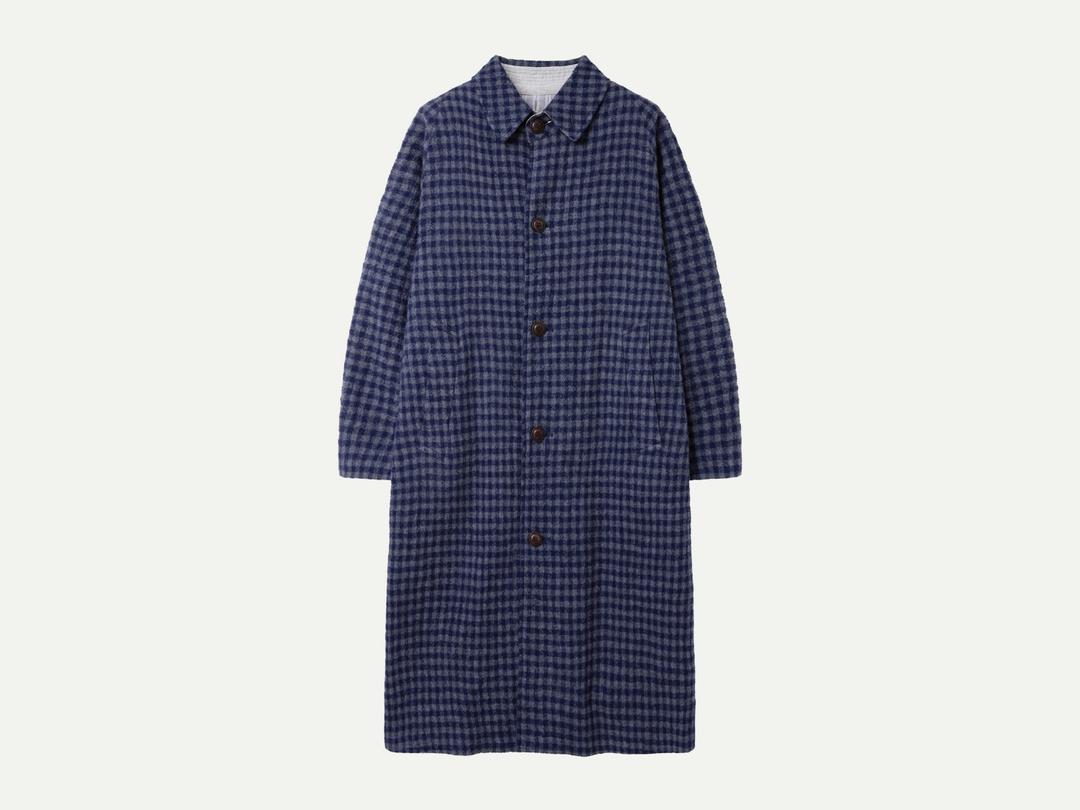 Via Norman check wool coat (Navy check)