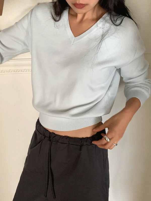 [인기🎀] 비타민 브이넥 긴팔 니트