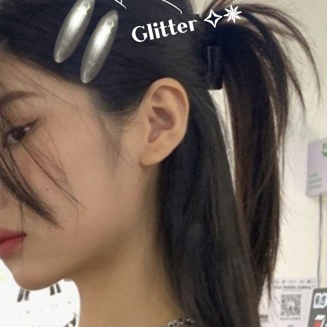당일출고 1+1 2set 글리터 반짝이 타원 일자 옆머리 앞머리 핀 머리핀 헤어핀 헤어 삔 / 유니크 하이틴 키치 러블리 스트릿 힙 힙한 실버 독특한 특이한 악세사리