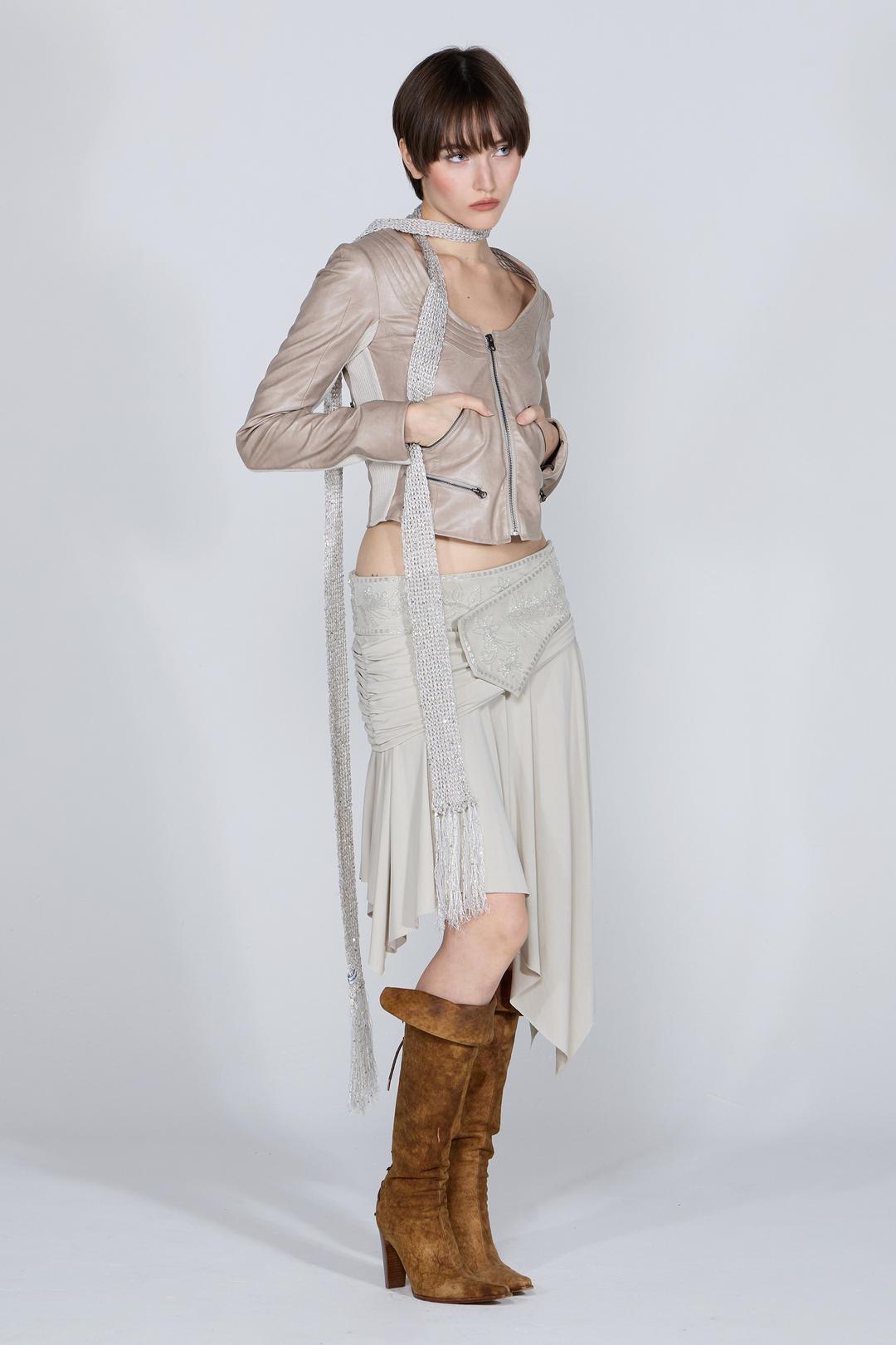 Skinny Sequin Scarf Silver
