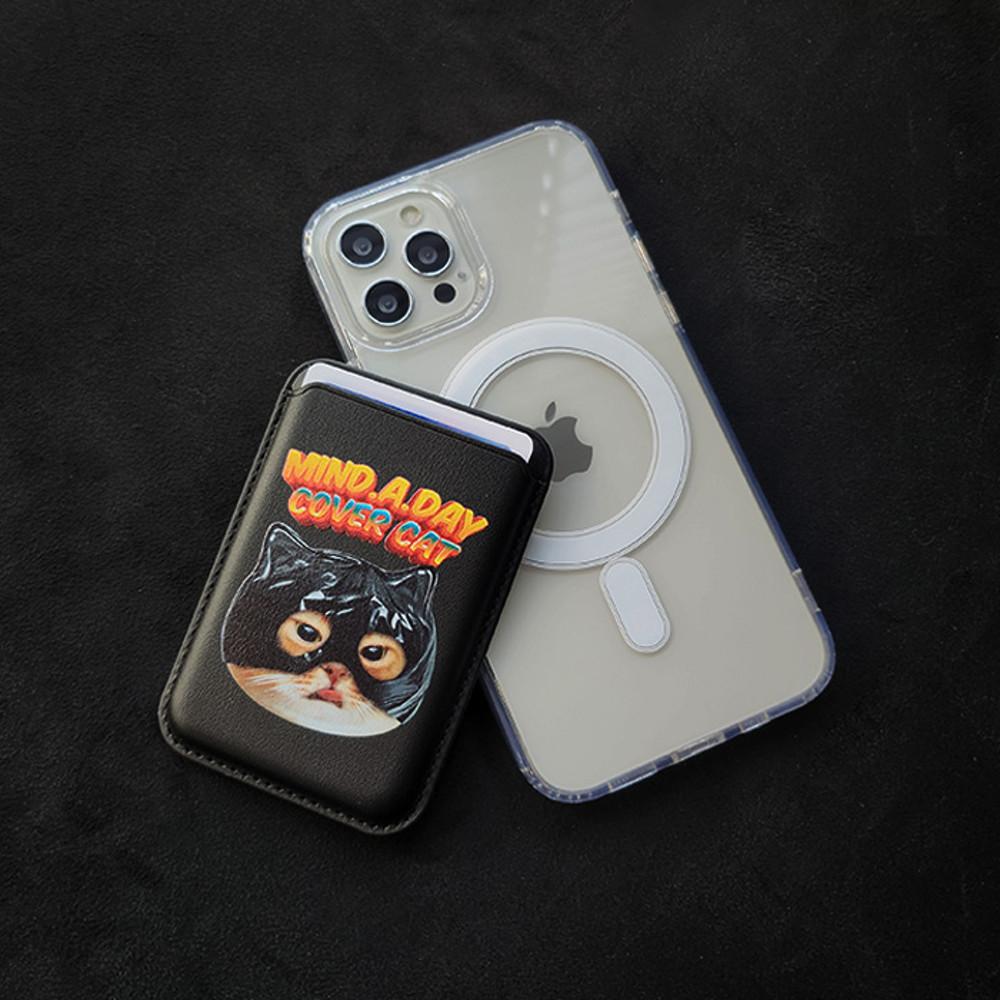 맥세이프 Cover Cat 캣걸냥 커버캣 카드지갑 (블랙)