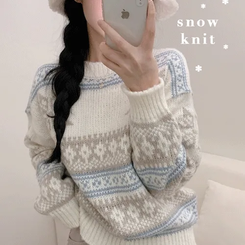 [아방핏!] 스노우 눈꽃 폭닥 아방핏 니트 (3color)