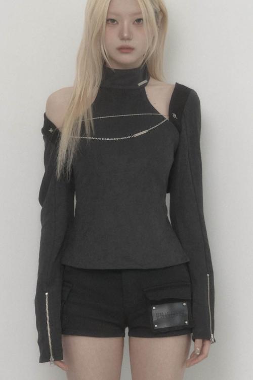 On-Off Chain Bolero Cardigan (Black)