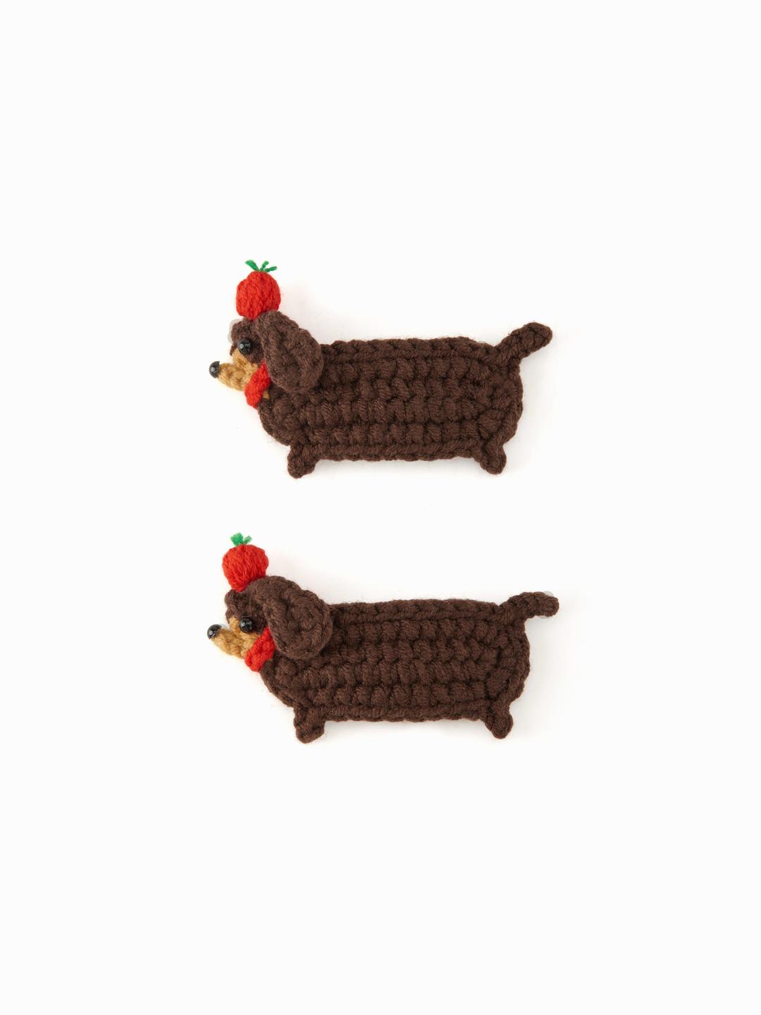 DACHSHUND SHAPED KNITTED HAIR CLIP
