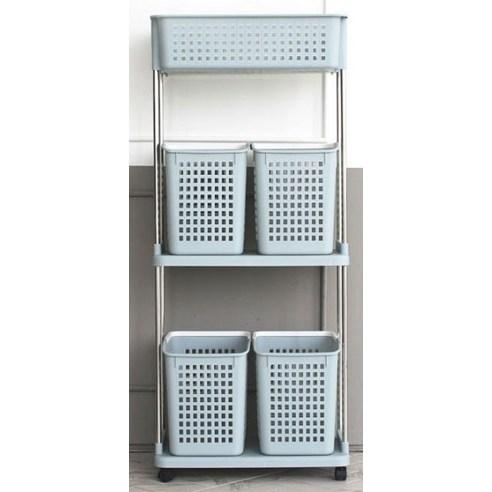 리벤스 다용도 이동식 3단 5칸 분리형 빨래바구니, 혼합색상