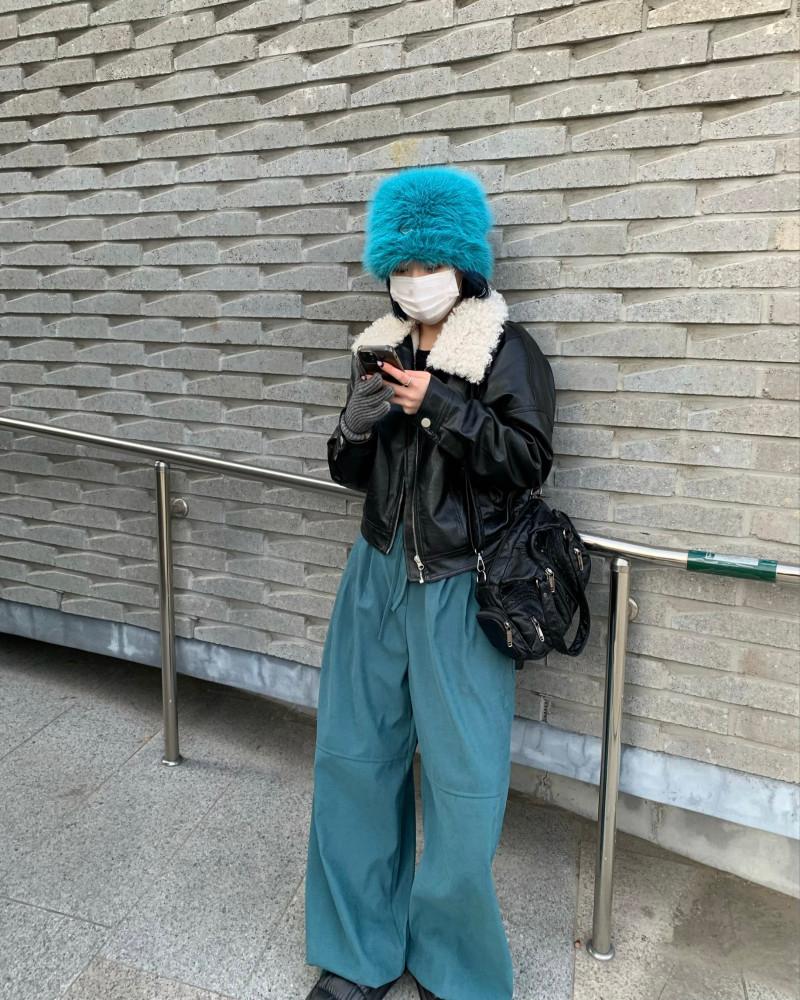 기모안감 와이드 모먼트 팬츠 (청록)