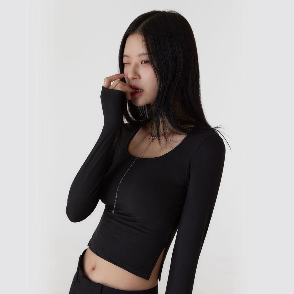 소프트 웜 라운드 스퀘어 티 (블랙)